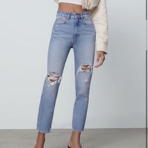 RIPPED MOM FIT JEANS Blue 0/4365/033/400/44 SIZE 12
